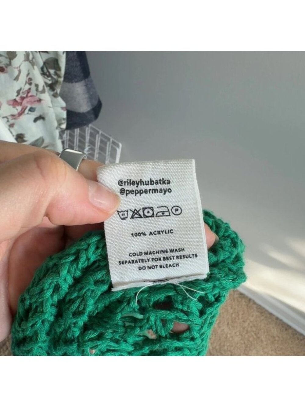 Riley Hubatka x Peppermayo Green Crochet Knit Mini Dress Size S/M Knit Women’s - Picture 6 of 6